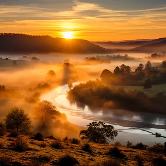 Sunrise illuminating a misty valley - Image 2