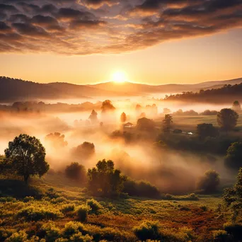 Sunrise Over Misty Valley