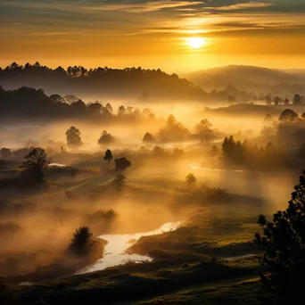 Sunrise illuminating a misty valley - Image 4