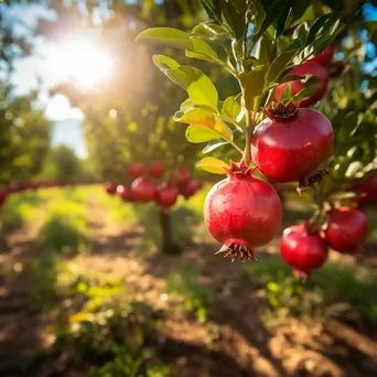 Ripe pomegranates shining in a summer orchard - Image 2