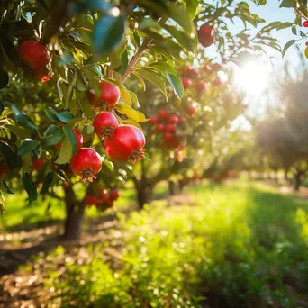 Ripe pomegranates shining in a summer orchard - Image 3