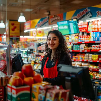 Grocery Cashier at Work