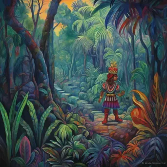 Amazon warrior in dense jungle in image prompt - Image 2