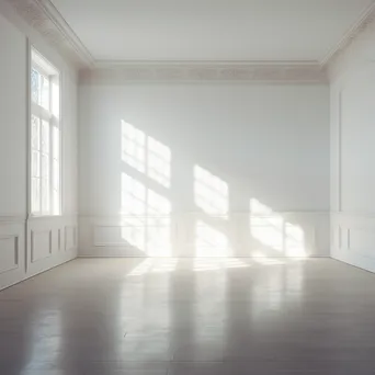 Empty white room with light streaming through a window - Image 1