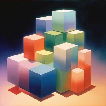 Overlapping cubes design in various colors creating 3D effect - Image 3