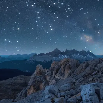 Gemini constellation over mountain range at night - Image 2