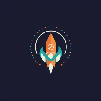 Modern and innovative rocket icon health tech logo in blue and orange colors - Image 1