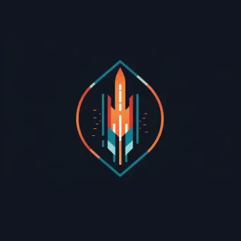 Modern and innovative rocket icon health tech logo in blue and orange colors - Image 4