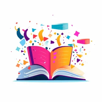 Multicolored books flying out of a notebook logo - Image 3