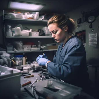 A nurse preparing a syringe in a well-organized clinic room. - Image 1