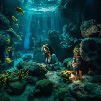 Underwater kingdom with mermaids and coral reefs - Image 1