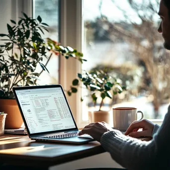 Individual using a laptop to review cryptocurrency investments at home - Image 3