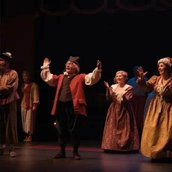 Local community theater play with actors performing on stage and audience applauding - Image 2