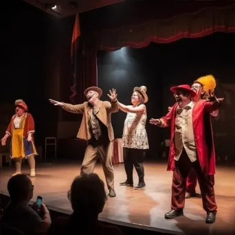 Local community theater play with actors performing on stage and audience applauding - Image 4