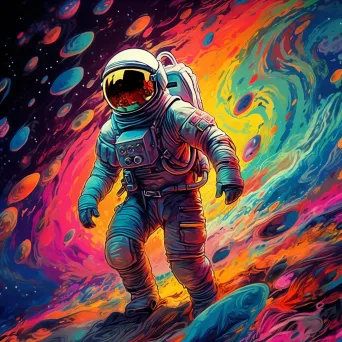 Astronaut Adrift in Nebula