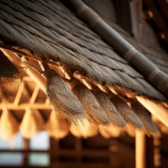 Close-up of a thatched roof showing weaving details - Image 3