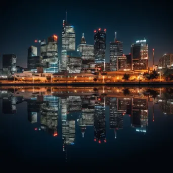 Symmetrical Urban Skyline Reflection