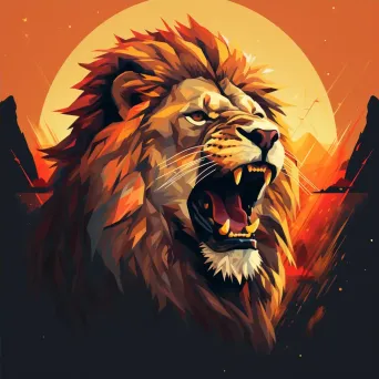 Roaring Lion in Low-Poly