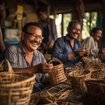 Camaraderie in Community Basket Weaving