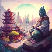 Image of spiritual retreat with cityscape - Image 2