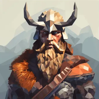 Low poly Viking in winter setting - Image 3