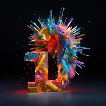 Brightly colored low poly typography portraying pyrotechnic elements and fireworks - Image 3