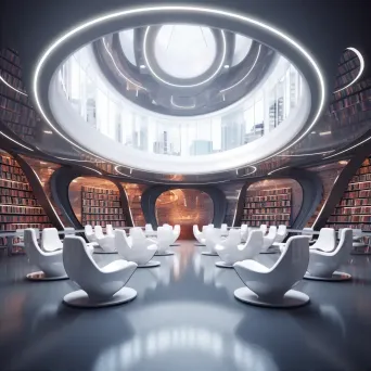 Cinematic modern library interior with reading pods - Image 2