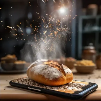 Freshly baked bread with seeds and steam, shot on Samsung Galaxy S20 Ultra - Image 2