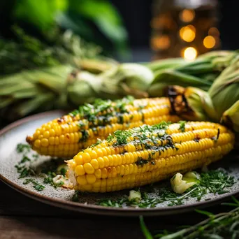 Close-up of grilled corn on the cob with herb butter - Image 4