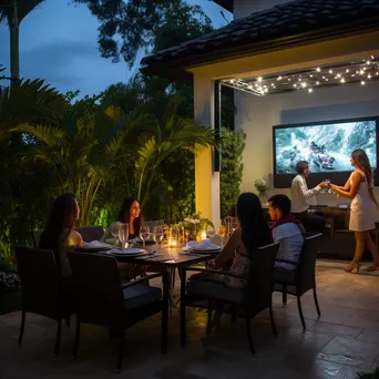 Outdoor patio with smart lighting for evening gatherings - Image 1