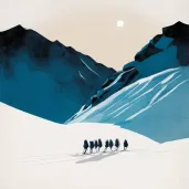 Explorers Crossing Snow-Covered Mountain - Image 3