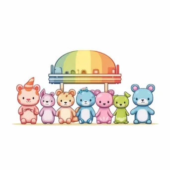 Pastel Toy Store Logo with cute animal toys in a rainbow parade - Image 3