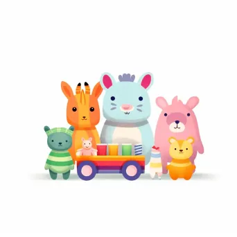 Pastel Toy Store Logo with cute animal toys in a rainbow parade - Image 4