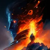 Image showing Prometheus stealing fire in starlit night - Image 2