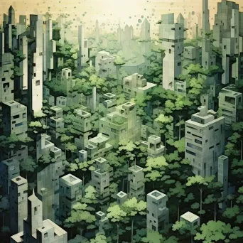 Cityscape transitioning into forest landscape - Image 1