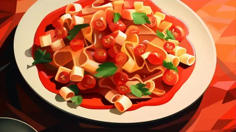 Satisfying pasta dish in low poly style with vibrant tomato sauce - Image 3