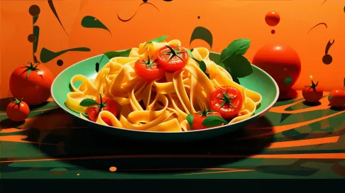 Satisfying pasta dish in low poly style with vibrant tomato sauce - Image 4