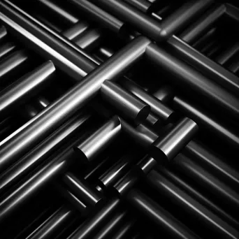 Industrial metal pipes forming geometric pattern in monochromatic tones - Image 1