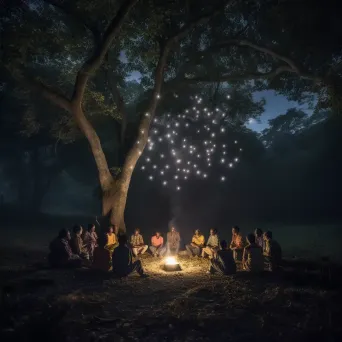 Campfire gathering under a starry sky - Image 4