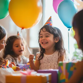 Children at home enjoying a birthday party surrounded by decorations. - Image 3