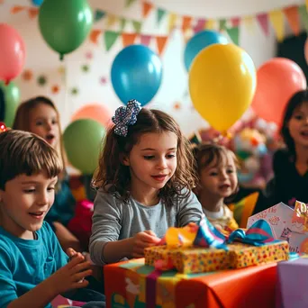 Children at home enjoying a birthday party surrounded by decorations. - Image 4