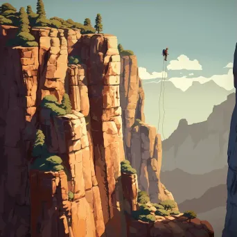 Rock climbing scene in vibrant pixel art - Image 3