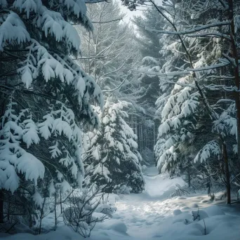 Snowy winter forest blanketed in white - Image 1