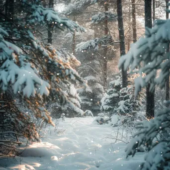 Snowy winter forest blanketed in white - Image 2