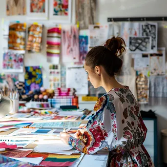 Fashion Designer at Work in Studio