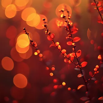 Crimson to Orange Gradient with Glittering Bokeh