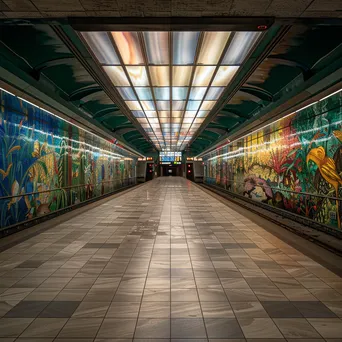 Underground subway station with murals and natural light - Image 2