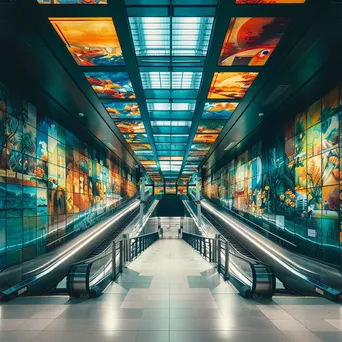 Underground subway station with murals and natural light - Image 3