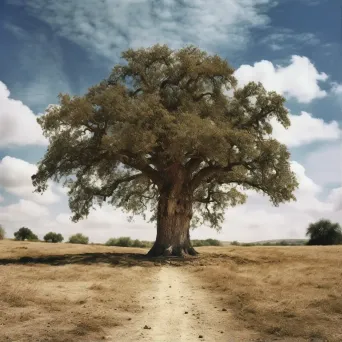 Majestic oak tree standing in field - Image 1