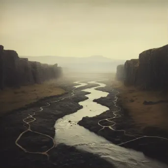 Winding river flowing through diverse landscapes symbolizing the flow of time - Image 1